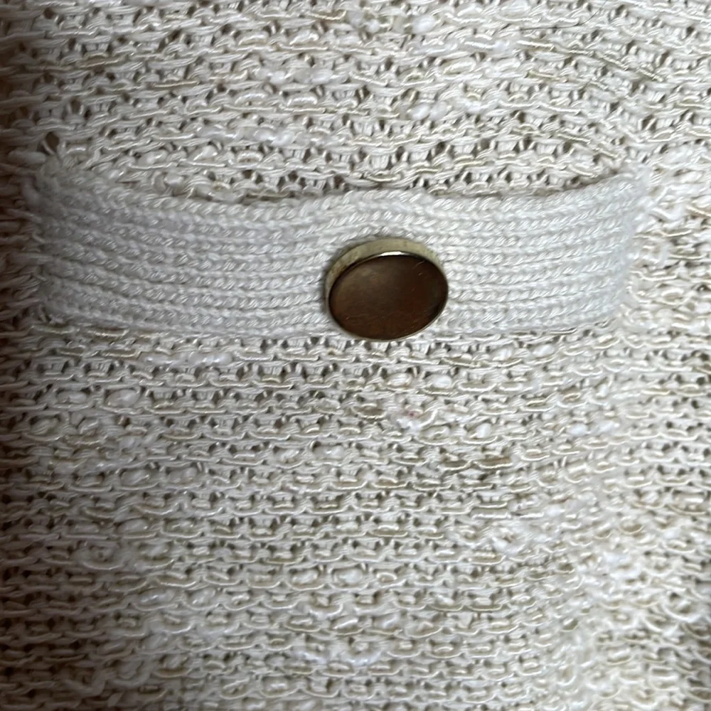 Jones New York Collection tweedy woven cardigan in natural beige, size large - Picture 5 of 10